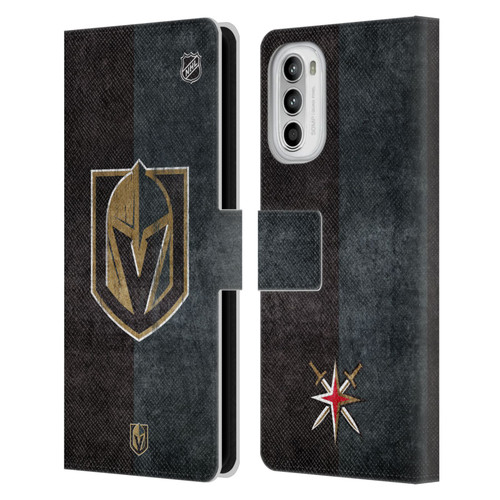 NHL Vegas Golden Knights Half Distressed Leather Book Wallet Case Cover For Motorola Moto G52