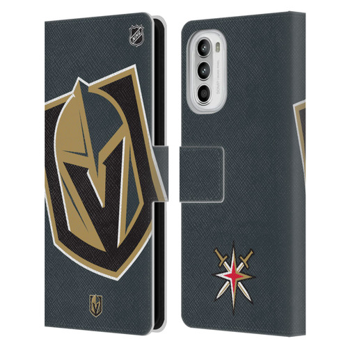 NHL Vegas Golden Knights Oversized Leather Book Wallet Case Cover For Motorola Moto G52