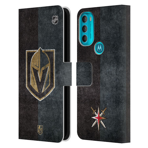 NHL Vegas Golden Knights Half Distressed Leather Book Wallet Case Cover For Motorola Moto G71 5G