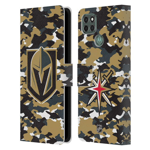 NHL Vegas Golden Knights Camouflage Leather Book Wallet Case Cover For Motorola Moto G9 Power