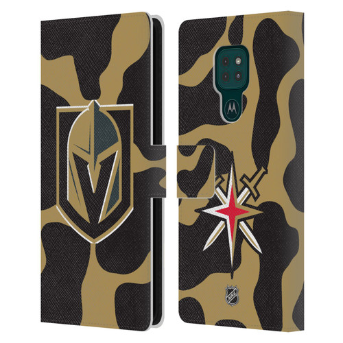 NHL Vegas Golden Knights Cow Pattern Leather Book Wallet Case Cover For Motorola Moto G9 Play