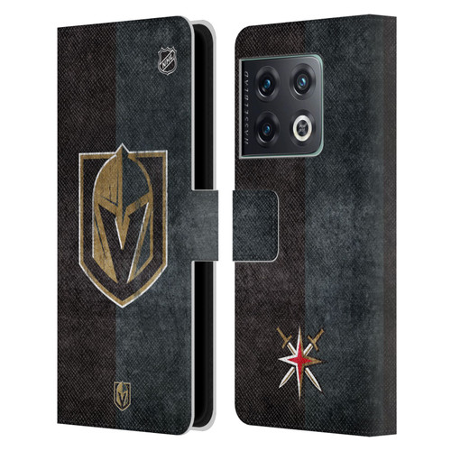 NHL Vegas Golden Knights Half Distressed Leather Book Wallet Case Cover For OnePlus 10 Pro
