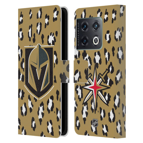 NHL Vegas Golden Knights Leopard Patten Leather Book Wallet Case Cover For OnePlus 10 Pro