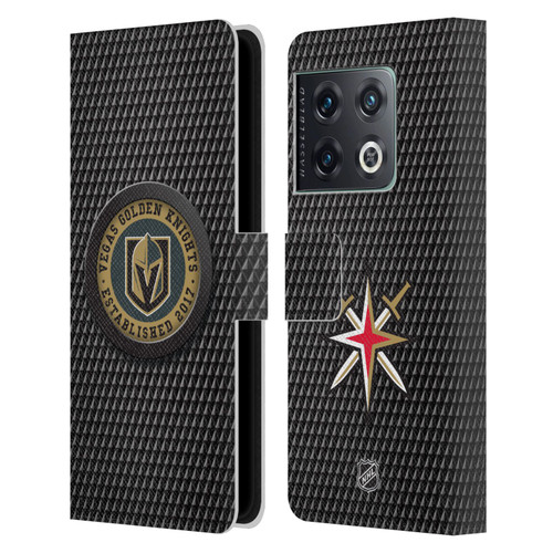 NHL Vegas Golden Knights Puck Texture Leather Book Wallet Case Cover For OnePlus 10 Pro