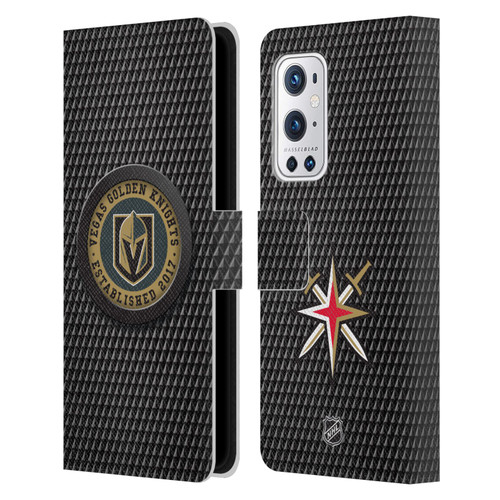 NHL Vegas Golden Knights Puck Texture Leather Book Wallet Case Cover For OnePlus 9 Pro