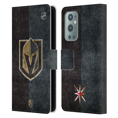 NHL Vegas Golden Knights Half Distressed Leather Book Wallet Case Cover For OnePlus 9