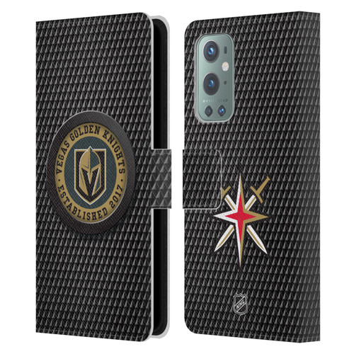 NHL Vegas Golden Knights Puck Texture Leather Book Wallet Case Cover For OnePlus 9