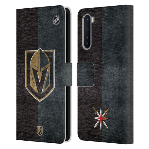 NHL Vegas Golden Knights Half Distressed Leather Book Wallet Case Cover For OnePlus Nord 5G