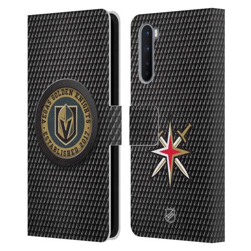 NHL Vegas Golden Knights Puck Texture Leather Book Wallet Case Cover For OnePlus Nord 5G