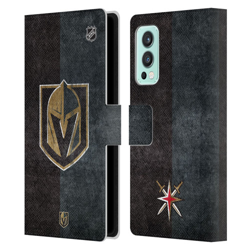 NHL Vegas Golden Knights Half Distressed Leather Book Wallet Case Cover For OnePlus Nord 2 5G