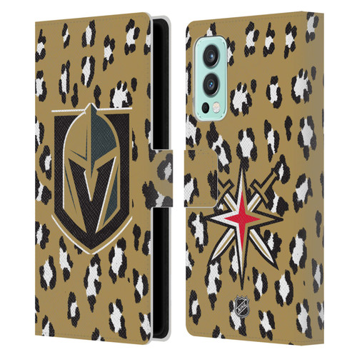 NHL Vegas Golden Knights Leopard Patten Leather Book Wallet Case Cover For OnePlus Nord 2 5G