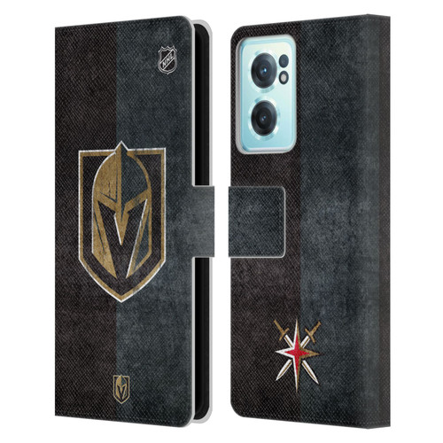 NHL Vegas Golden Knights Half Distressed Leather Book Wallet Case Cover For OnePlus Nord CE 2 5G