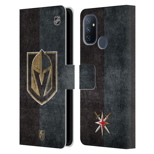 NHL Vegas Golden Knights Half Distressed Leather Book Wallet Case Cover For OnePlus Nord N100