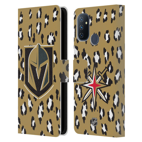 NHL Vegas Golden Knights Leopard Patten Leather Book Wallet Case Cover For OnePlus Nord N100