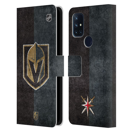 NHL Vegas Golden Knights Half Distressed Leather Book Wallet Case Cover For OnePlus Nord N10 5G