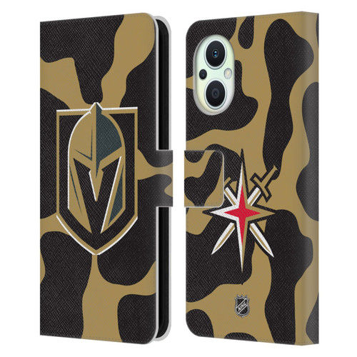 NHL Vegas Golden Knights Cow Pattern Leather Book Wallet Case Cover For OPPO Reno8 Lite