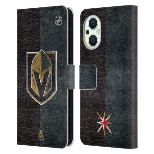 NHL Vegas Golden Knights Half Distressed Leather Book Wallet Case Cover For OPPO Reno8 Lite