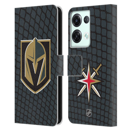 NHL Vegas Golden Knights Net Pattern Leather Book Wallet Case Cover For OPPO Reno8 Pro
