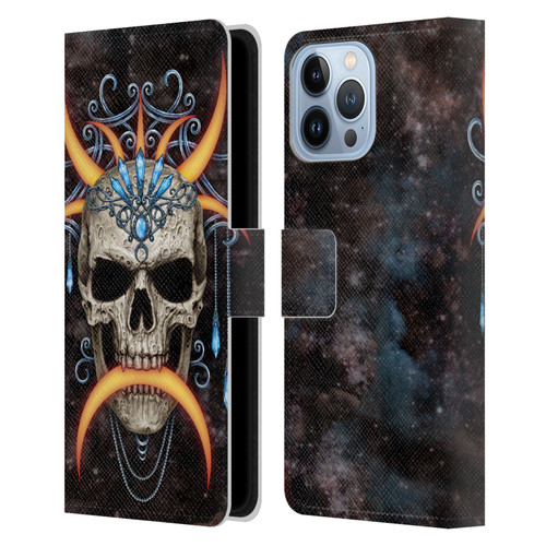 Sarah Richter Skulls Jewelry And Crown Universe Leather Book Wallet Case Cover For Apple iPhone 13 Pro Max