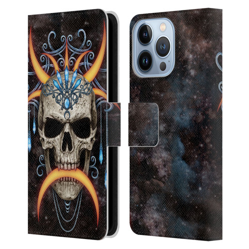 Sarah Richter Skulls Jewelry And Crown Universe Leather Book Wallet Case Cover For Apple iPhone 13 Pro