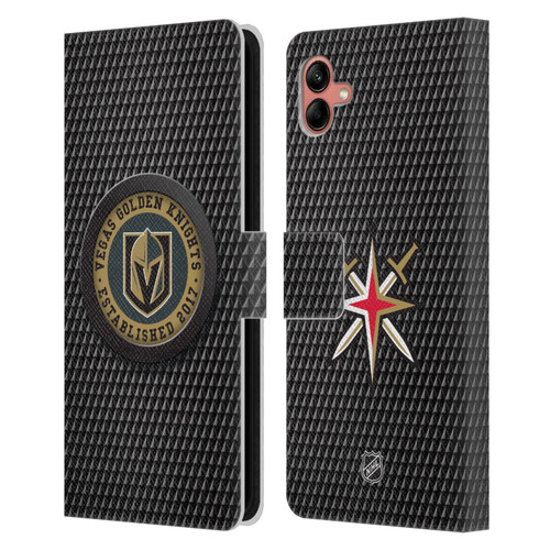NHL Vegas Golden Knights Puck Texture Leather Book Wallet Case Cover For Samsung Galaxy A04 (2022)