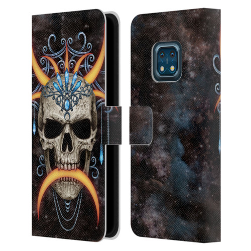 Sarah Richter Skulls Jewelry And Crown Universe Leather Book Wallet Case Cover For Nokia XR20