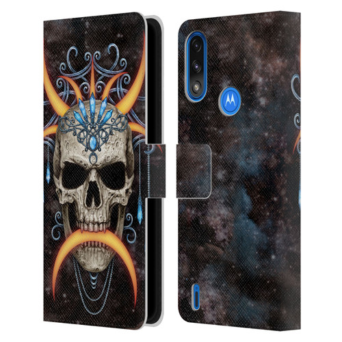 Sarah Richter Skulls Jewelry And Crown Universe Leather Book Wallet Case Cover For Motorola Moto E7 Power / Moto E7i Power