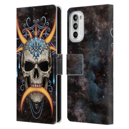 Sarah Richter Skulls Jewelry And Crown Universe Leather Book Wallet Case Cover For Motorola Moto G52