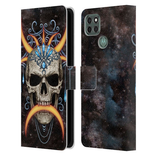 Sarah Richter Skulls Jewelry And Crown Universe Leather Book Wallet Case Cover For Motorola Moto G9 Power