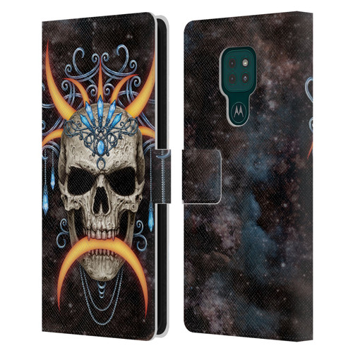 Sarah Richter Skulls Jewelry And Crown Universe Leather Book Wallet Case Cover For Motorola Moto G9 Play