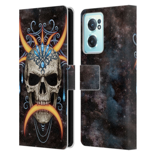 Sarah Richter Skulls Jewelry And Crown Universe Leather Book Wallet Case Cover For OnePlus Nord CE 2 5G