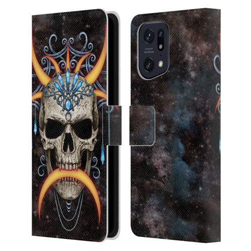 Sarah Richter Skulls Jewelry And Crown Universe Leather Book Wallet Case Cover For OPPO Find X5