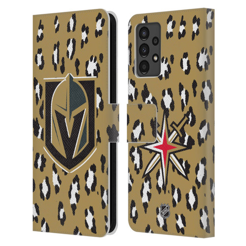 NHL Vegas Golden Knights Leopard Patten Leather Book Wallet Case Cover For Samsung Galaxy A13 (2022)