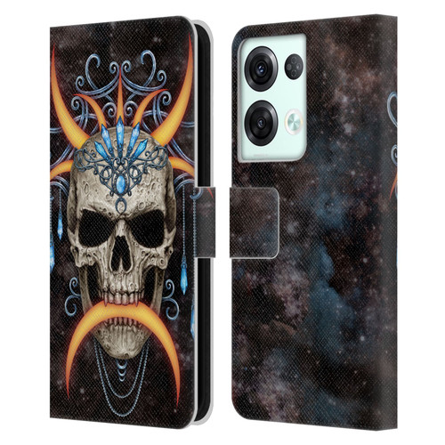 Sarah Richter Skulls Jewelry And Crown Universe Leather Book Wallet Case Cover For OPPO Reno8 Pro