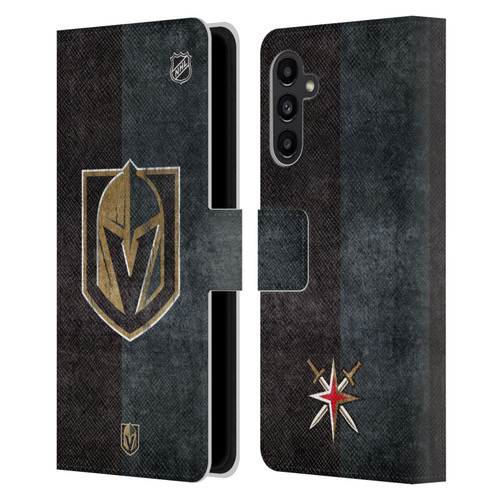 NHL Vegas Golden Knights Half Distressed Leather Book Wallet Case Cover For Samsung Galaxy A13 5G (2021)