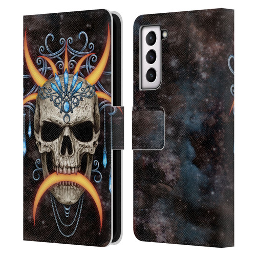 Sarah Richter Skulls Jewelry And Crown Universe Leather Book Wallet Case Cover For Samsung Galaxy S21 5G