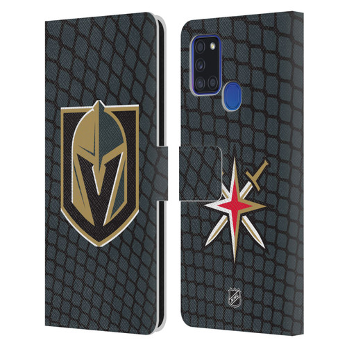 NHL Vegas Golden Knights Net Pattern Leather Book Wallet Case Cover For Samsung Galaxy A21s (2020)