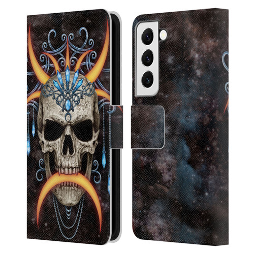 Sarah Richter Skulls Jewelry And Crown Universe Leather Book Wallet Case Cover For Samsung Galaxy S22 5G