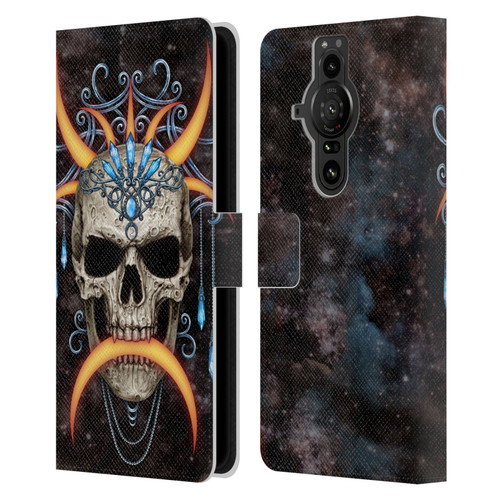 Sarah Richter Skulls Jewelry And Crown Universe Leather Book Wallet Case Cover For Sony Xperia Pro-I