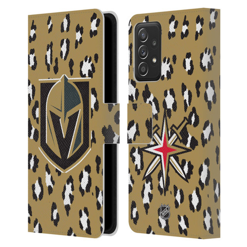 NHL Vegas Golden Knights Leopard Patten Leather Book Wallet Case Cover For Samsung Galaxy A53 5G (2022)