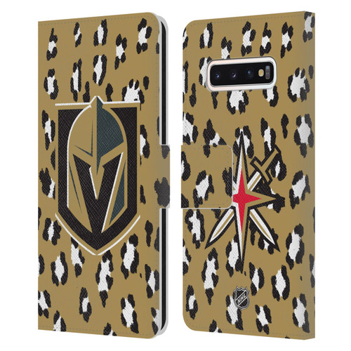 NHL Vegas Golden Knights Leopard Patten Leather Book Wallet Case Cover For Samsung Galaxy S10