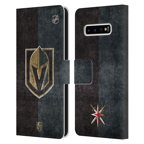 NHL Vegas Golden Knights Half Distressed Leather Book Wallet Case Cover For Samsung Galaxy S10+ / S10 Plus