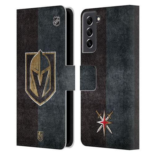 NHL Vegas Golden Knights Half Distressed Leather Book Wallet Case Cover For Samsung Galaxy S21 FE 5G