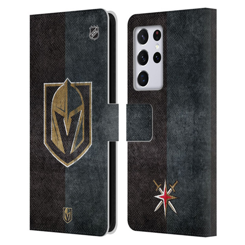 NHL Vegas Golden Knights Half Distressed Leather Book Wallet Case Cover For Samsung Galaxy S21 Ultra 5G