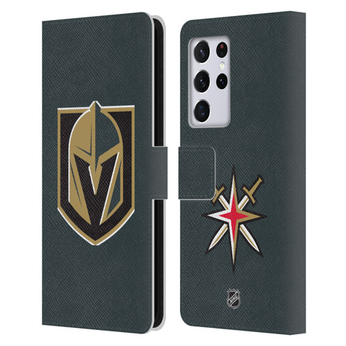NHL Vegas Golden Knights Plain Leather Book Wallet Case Cover For Samsung Galaxy S21 Ultra 5G