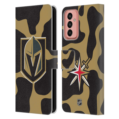 NHL Vegas Golden Knights Cow Pattern Leather Book Wallet Case Cover For Samsung Galaxy M13 (2022)