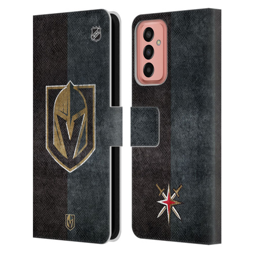 NHL Vegas Golden Knights Half Distressed Leather Book Wallet Case Cover For Samsung Galaxy M13 (2022)