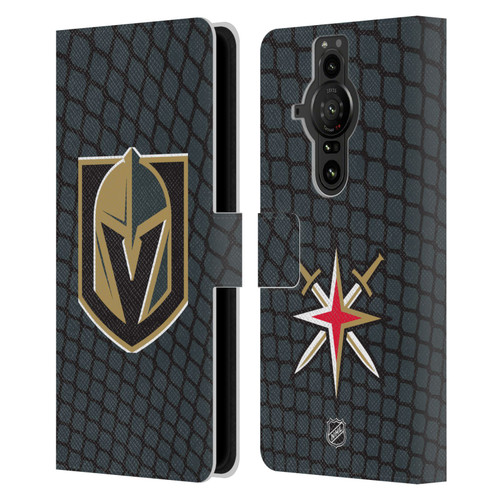 NHL Vegas Golden Knights Net Pattern Leather Book Wallet Case Cover For Sony Xperia Pro-I