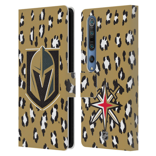 NHL Vegas Golden Knights Leopard Patten Leather Book Wallet Case Cover For Xiaomi Mi 10 5G / Mi 10 Pro 5G