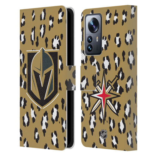 NHL Vegas Golden Knights Leopard Patten Leather Book Wallet Case Cover For Xiaomi 12 Pro